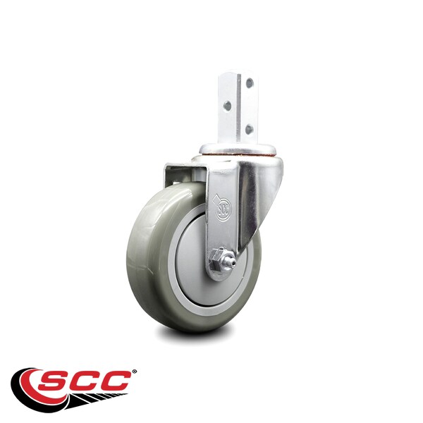 4 Inch Gray Polyurethane Wheel Swivel 3/4 Inch Square Stem Caster SCC